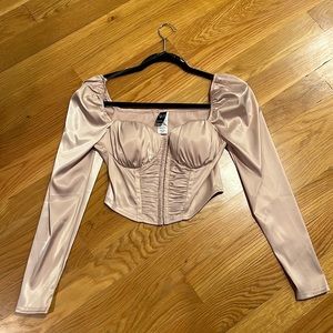 Satin Light Pink Corset Top.